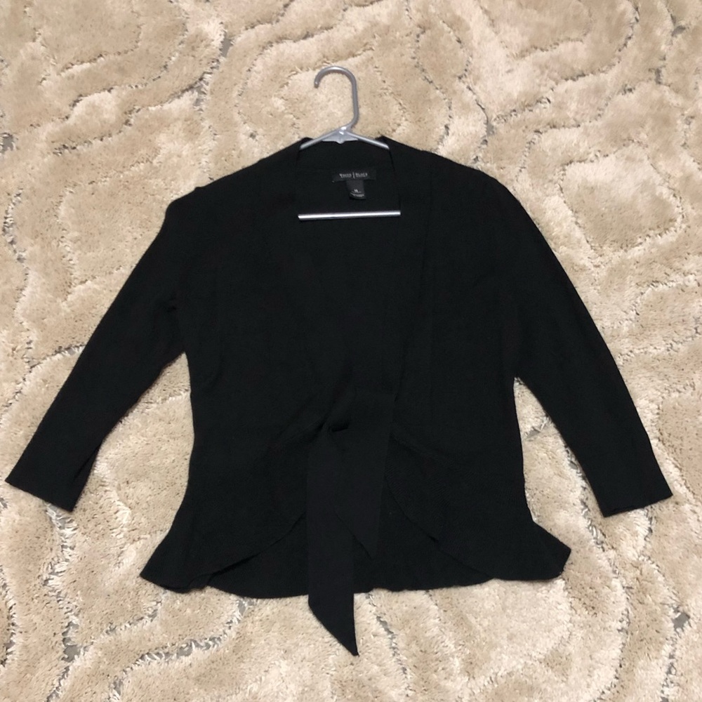 Front tie black sweater